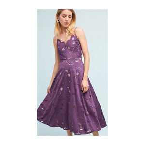 anthropologie purple lace dress